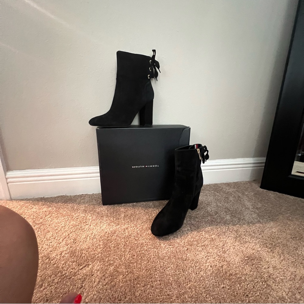 Gently worn black boots